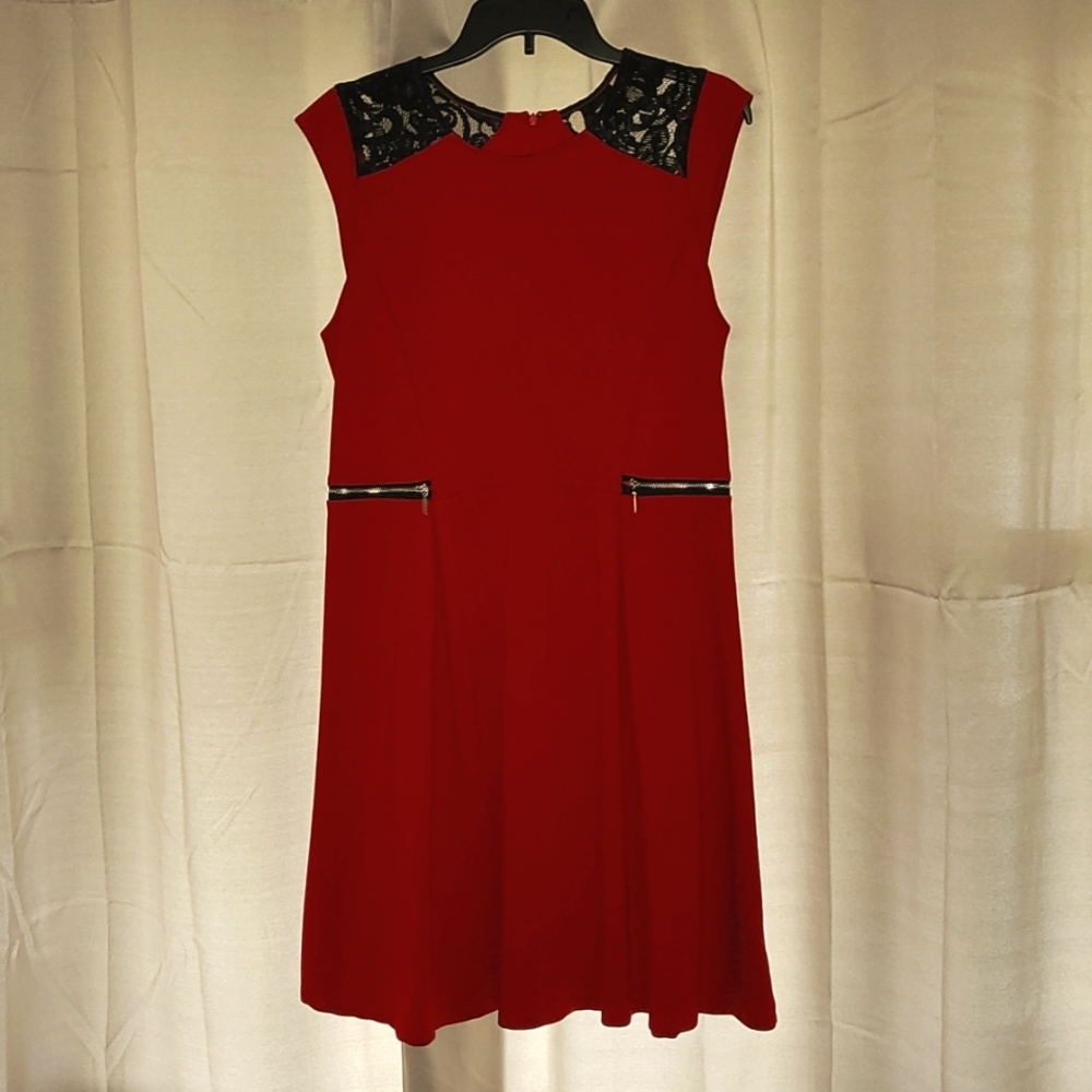 Beautiful Red Dress with Black Lace